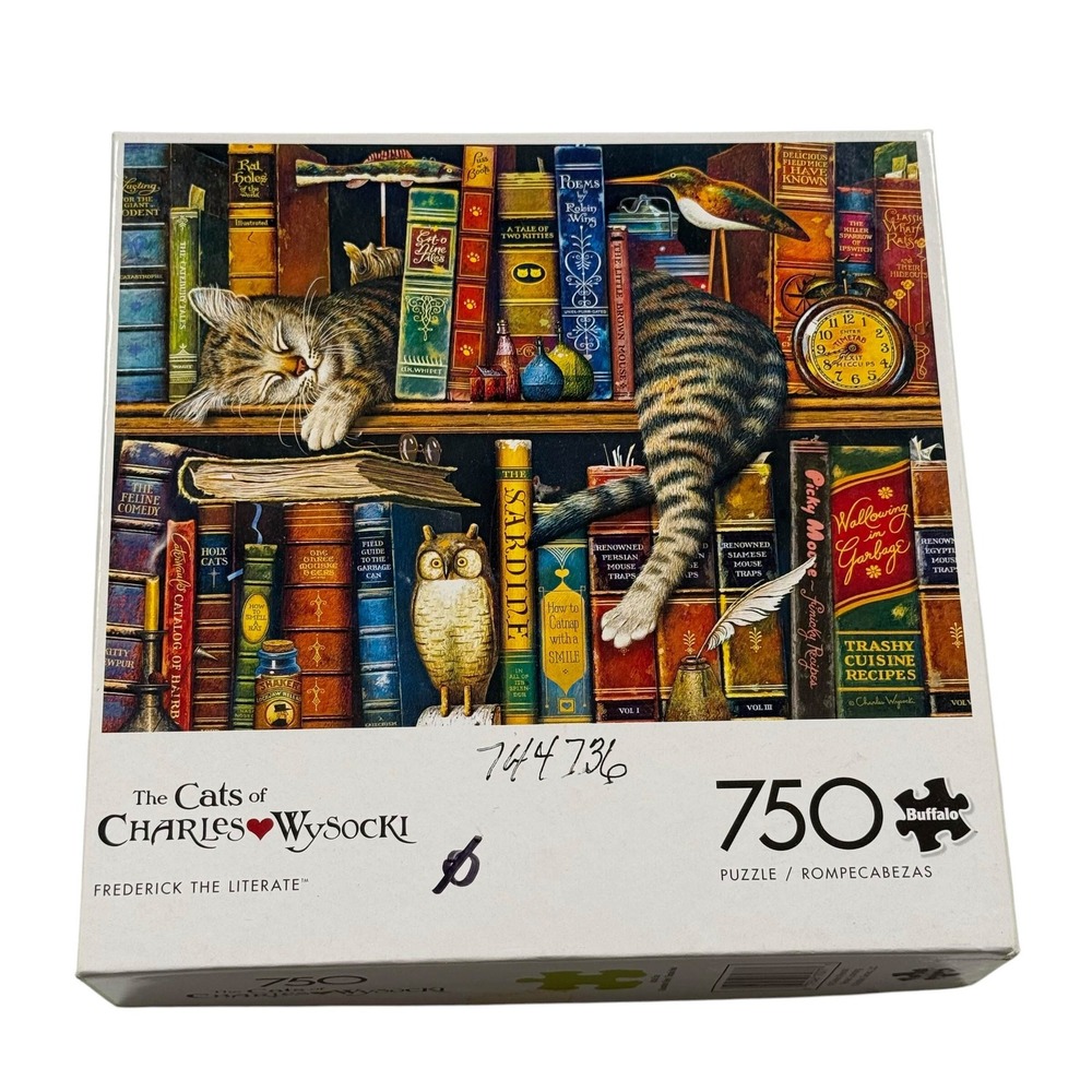 Buffalo Games Cats of Charles Wysocki Frederick Literate 750 Puzzle UNCOUNTED